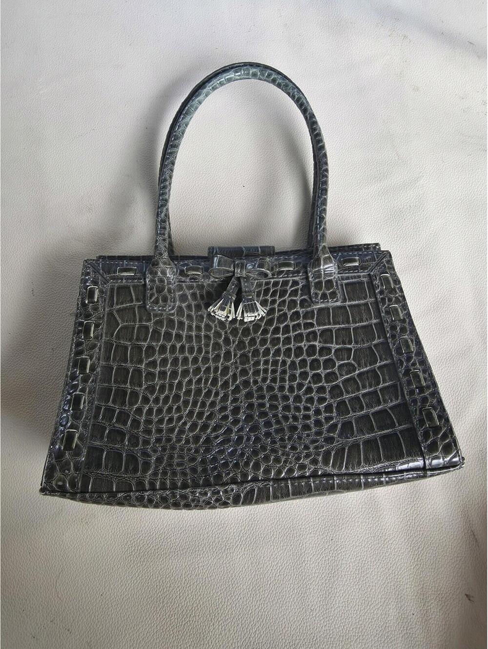 Liz Claiborne Women’s green Faux Croc Crocodile Satchel Purse Handbag Size Small